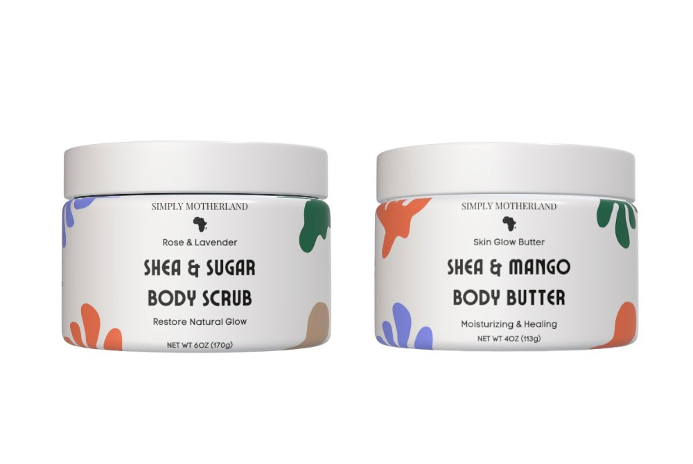 Shea & Mango Body Butter and Rose & Lavender Sugar Scrub Bundle! Body Exfoliator & Body Butter for Softer Skin!